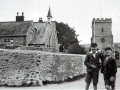 Outside the school and church, c1945.