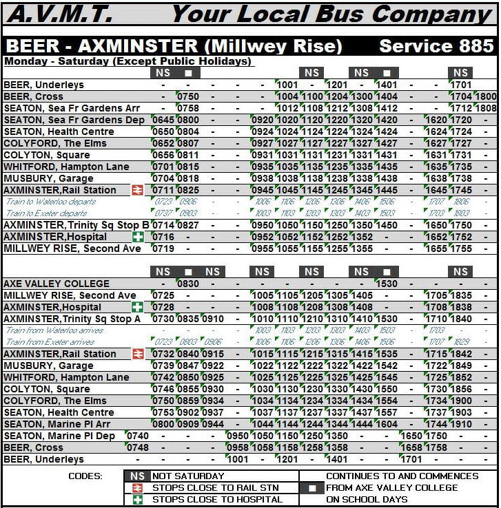885 Bus Timetable
